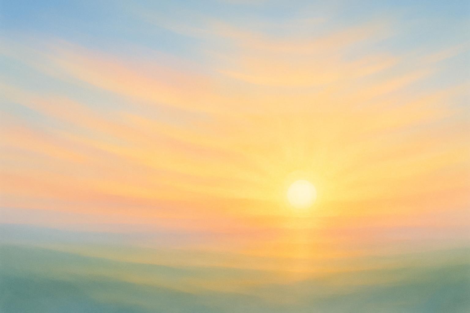 Uplifting sunrise with soft glowing light, abstract style, for a hopeful website hero header